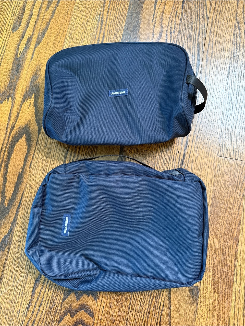Z Lands' End Navy Toiletry Bags — Set of 2